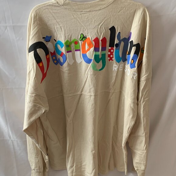 DISNEYLAND RESORT Disney Characters Spirit Jersey Long Sleeve Tee in Tan Sz L - Picture 4 of 5